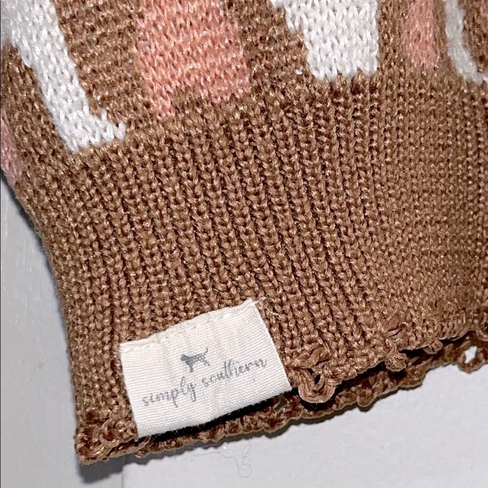 Simply Southern Long Sleeve Brown,Pink Cream Womens Leopard Print Sweater Size M - Picture 3 of 6